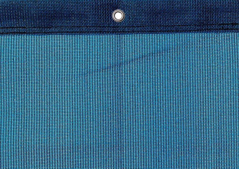 Detail picture of PE air permeable cover, 320 g, blue, with eyelet and border on top
