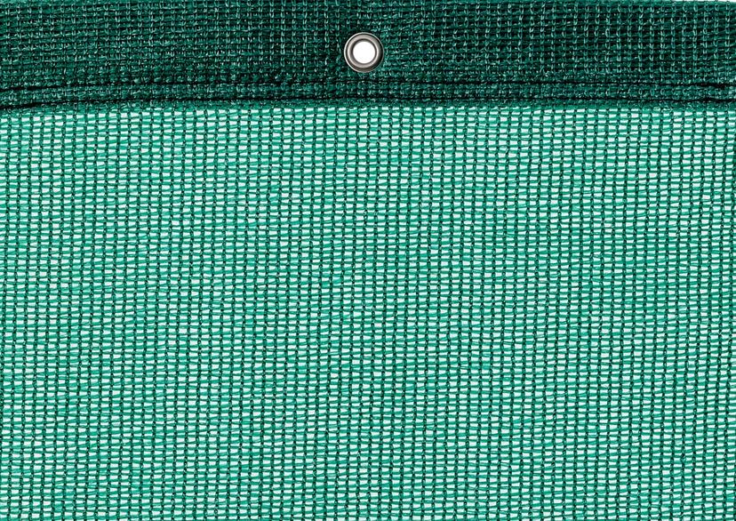 Detail picture of PE air permeable cover, 200 g, dark green, with eyelet and border on top
