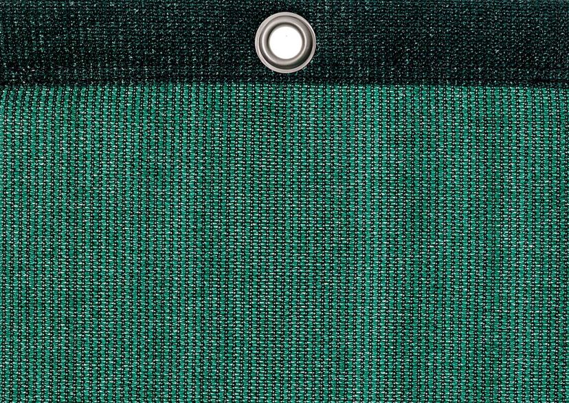Detail picture of PE air permeable cover, 220 g, dark green, with eyelet and border on top