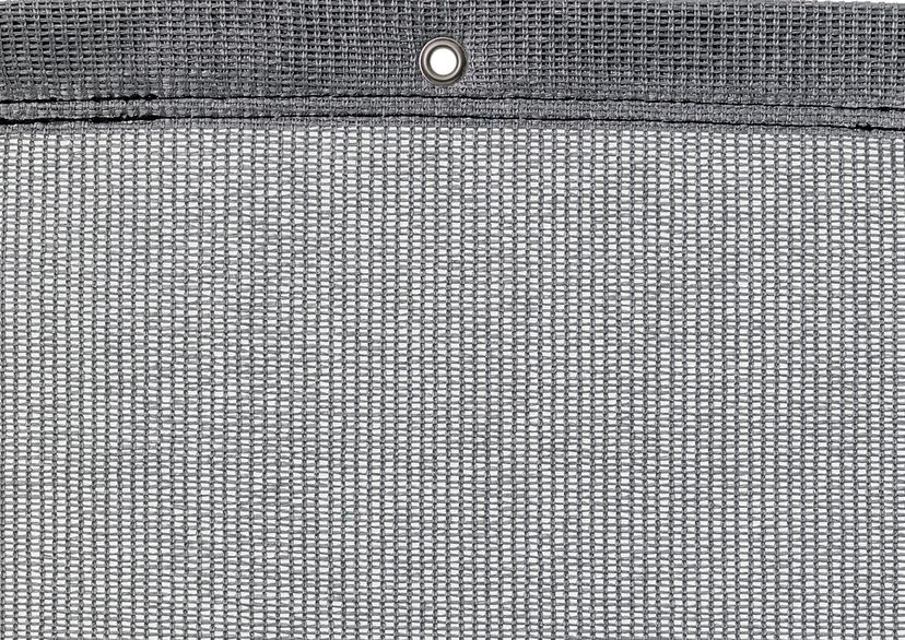 Detail picture of PE air permeable cover, 200 g, silver, with eyelet and border on top