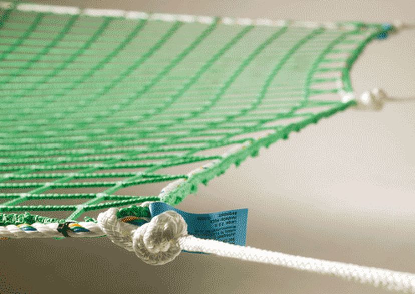safety net with suspension ropes in green