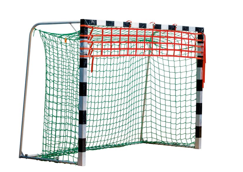 Handball goal with orange reduction made of webbing net