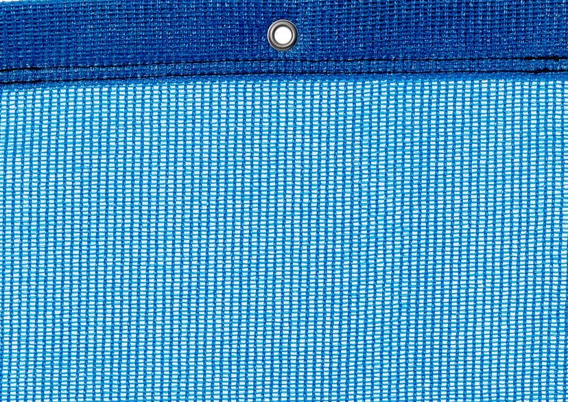 Detail picture of PE air permeable cover, 200 g, blue, with eyelet and border on top