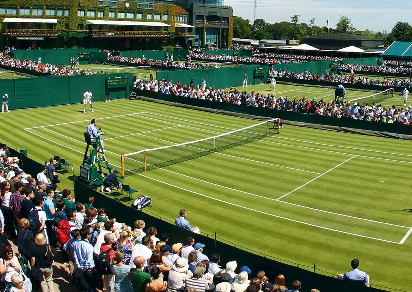 Black Tennis net in Wimbeldon while tournament, outside picture