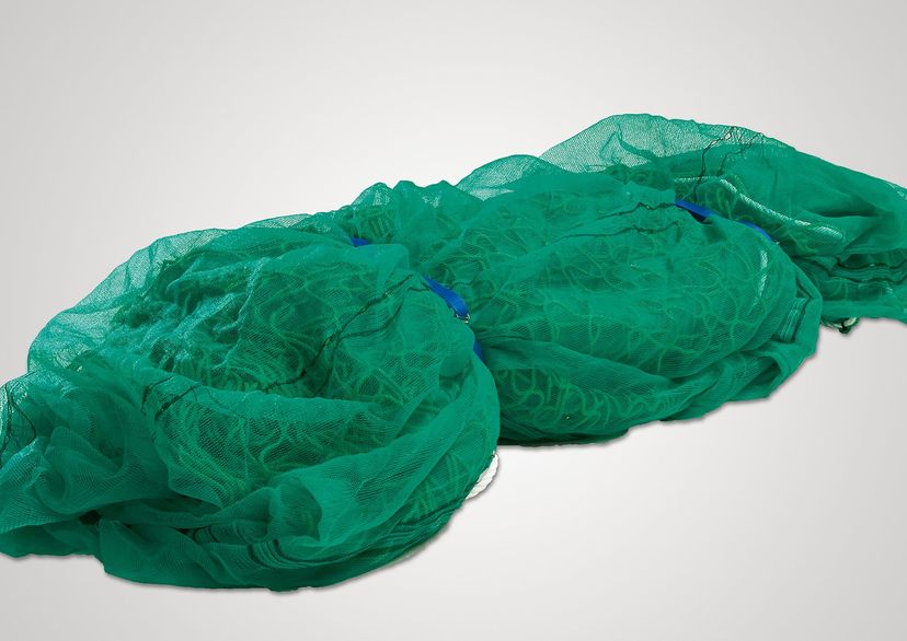 Fall Safety Net with Air-Permeable Tarpaulin in green