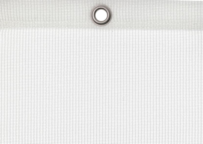 Detail picture of PE air permeable cover, white, with eyelet and border on top