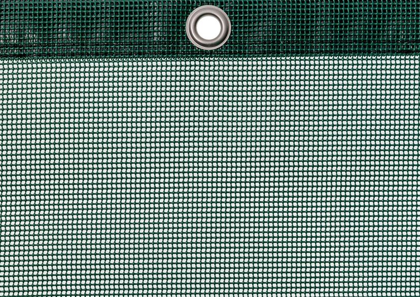 Detail picture of PE air permeable cover, 450 g, green, with eyelet and border on top