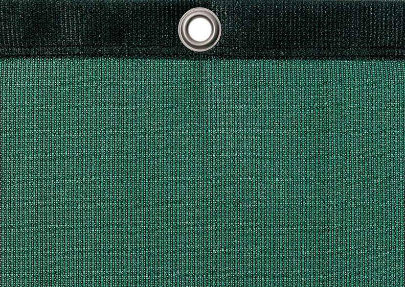 Detail picture of PE air permeable cover, 320 g, dark green, with eyelet and border on top