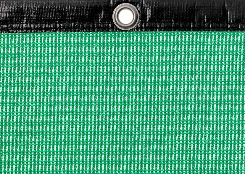 Detail picture of PE air permeable cover, 550 g, green, with eyelet and border on top