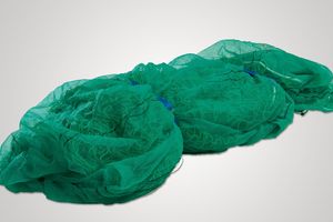 Fall Safety Net with Air-Permeable Tarpaulin in green