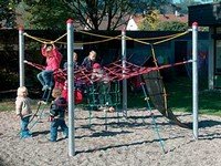 Typical playground equipment with climbing nets