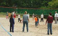 Volleyballnetz auf Sand