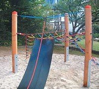 Typical playground equipment with climbing nets