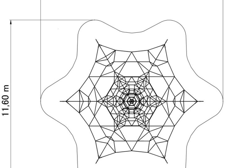 Seilpyramide SPIDER 6 mit 6 Abspannungen