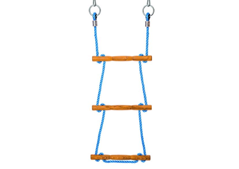 PP rope ladder with acacia wood rungs