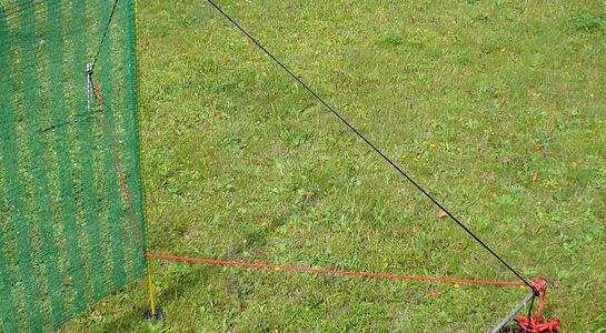 Fence, green, with ground sleeve, outside picture