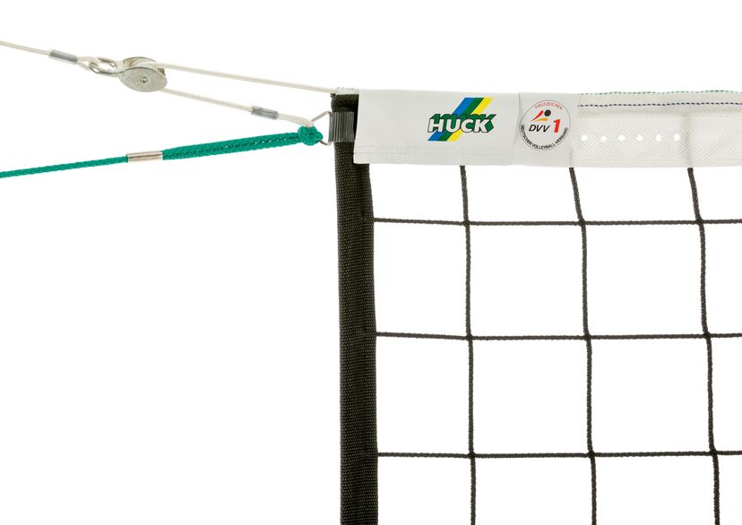 Volleyball tournament net with tension pulley
