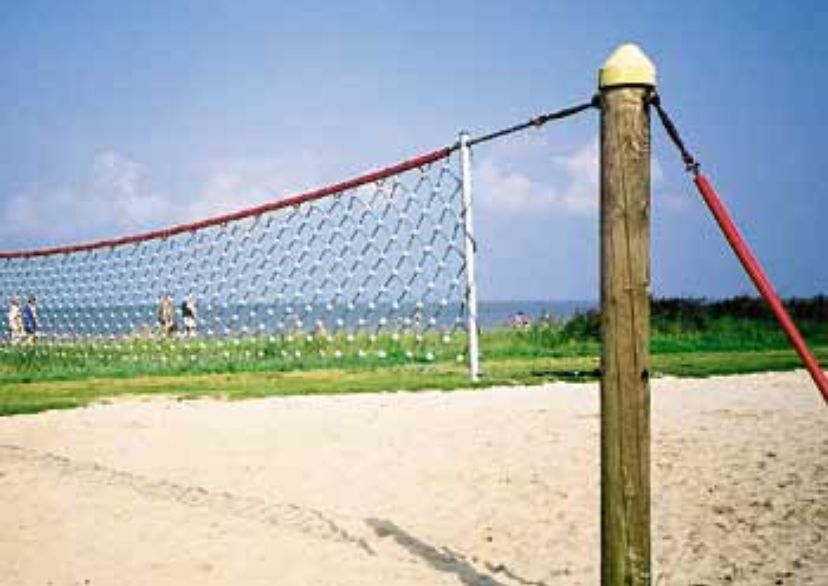 Volleyballnetz mit Holzpfosten