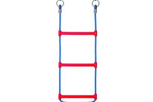 Rope ladder with plastic rungs
