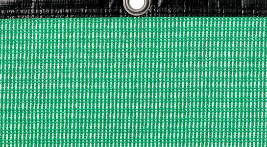 Detail picture of PE air permeable cover, 550 g, green, with eyelet and border on top