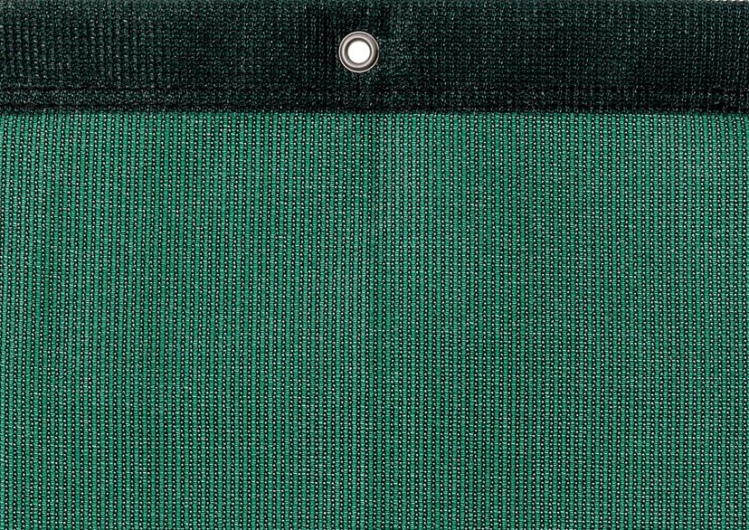 Detail picture of PE air permeable cover, 320 g, dark green, with eyelet and border on top