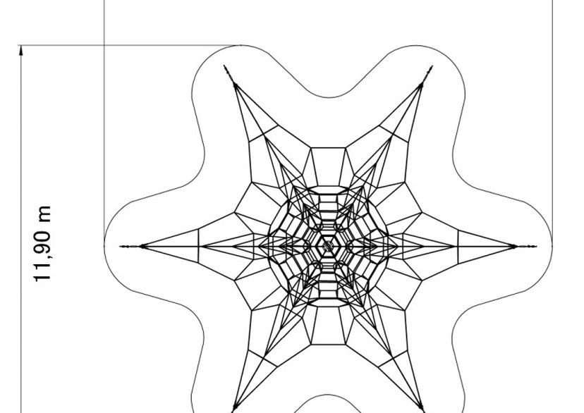 Seilpyramide SPIDER 8 mit 6 Abspannungen