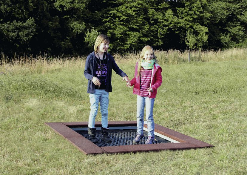 Mini-Trampoline for setting up with high quality wooden cladding
