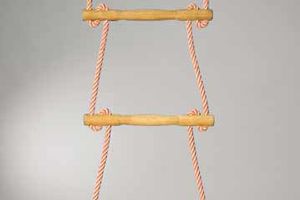 Rope ladder made of polypropylene with acacia wood rungs