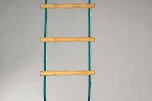 Rope ladder made of polypropylene with acacia wood rungs