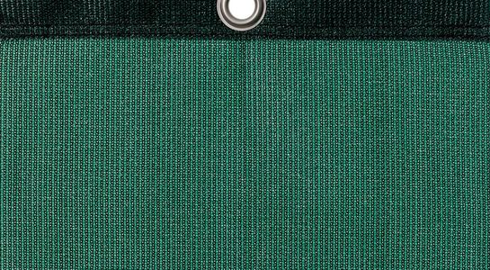 Detail picture of PE air permeable cover, 320 g, dark green, with eyelet and border on top