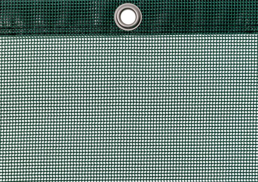 Luftdurchlässige Plane, 450 g, grün, mit Öse im oberen verstärkten Rand, Detailbild
